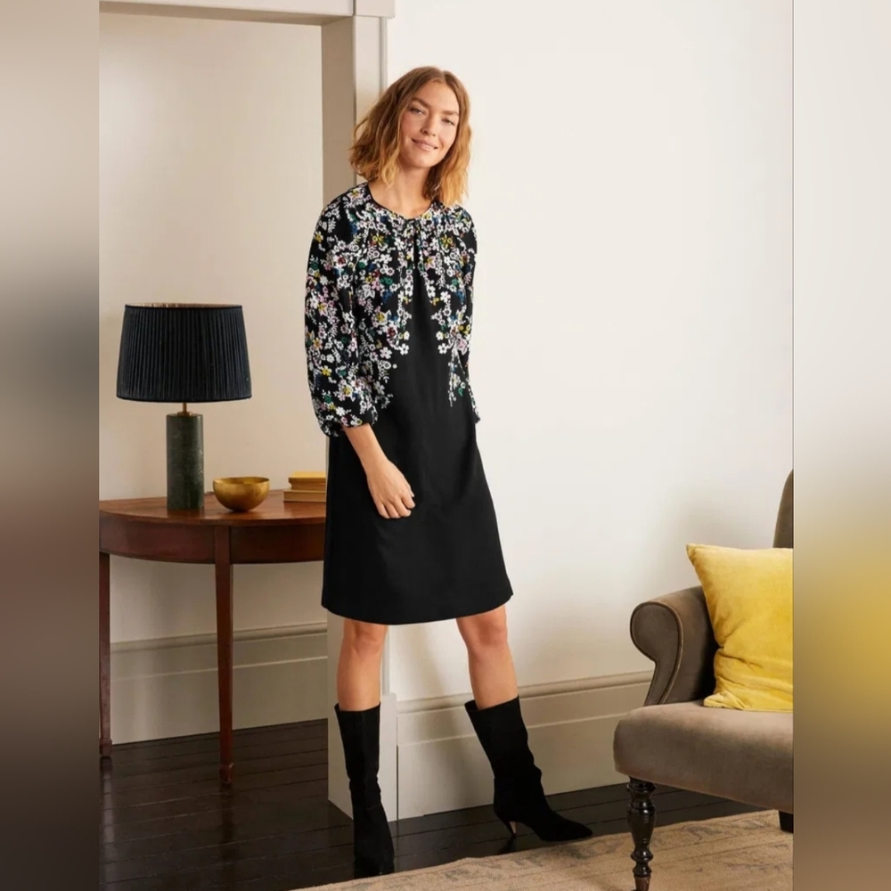 Boden Women's Black + Floral Kiera Shift Dress, US 4/UK 8, $147 - Picture 2 of 13